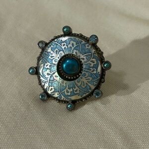 Echo Of The Dreamer Mars and Valentine Large Blue Pearl Topaz Statement ring 8